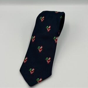 Vintage Appleseed Santa Claus Christmas Computer Tech Mens Navy Neck Tie